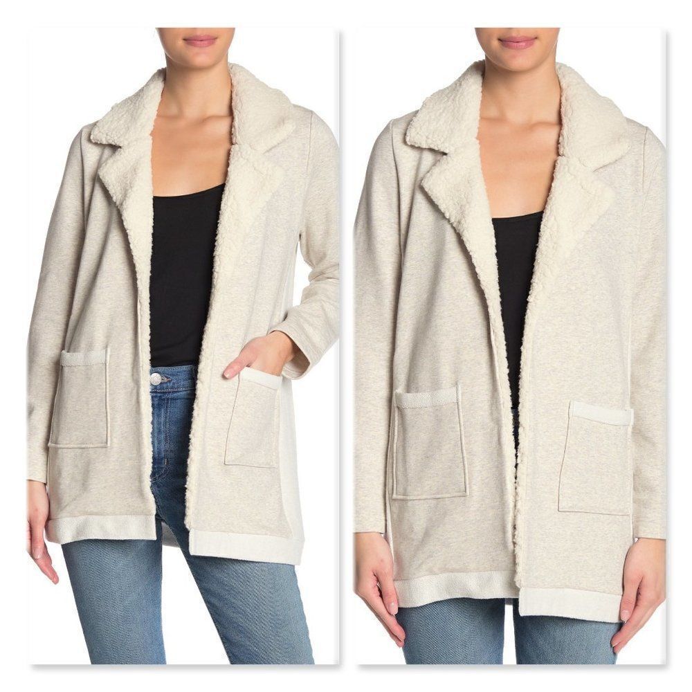 Melloday Faux Shearling Trim Coat sz Small